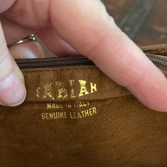 Fabian Made in Italy Brown Leather Vintage Saddle Bag 11"x8"x2" - Picture 5 of 5